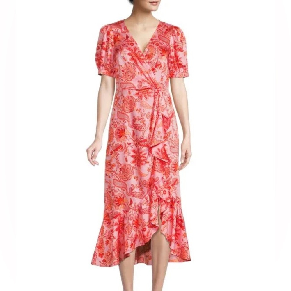 CINQ À SEPT 'Kay' Floral-Print Midi-Dress, English Rose Multi - Size 4